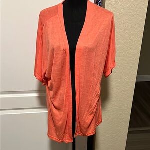 Vibrant Coral  Open-Front Cardigan